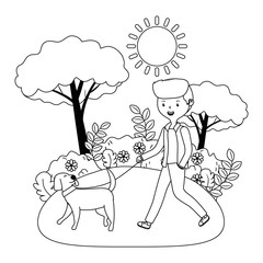 Boy with dog cartoon design