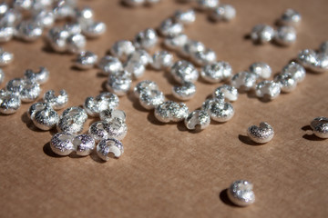 Silver crimp covers.
