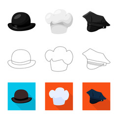 Isolated object of clothing and cap icon. Set of clothing and beret stock symbol for web.
