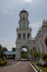 Fototapeta premium Sultan Abu Bakar State Mosque building in Johor Bahru in Malaysia. The mosque was built between 1892 and 1900 and was named after the ruling Sultan at the time.
