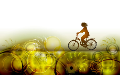 Fototapeta na wymiar Bicycling woman background