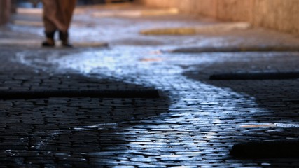 An empty alley in the city of Marrakech, Morocco.