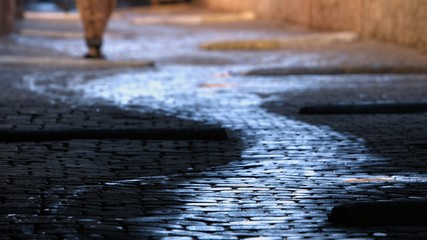 An empty alley in the city of Marrakech, Morocco.