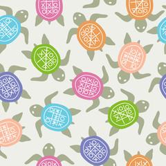 Seamless colorful cute turtles pattern. Baby print with tortoises	