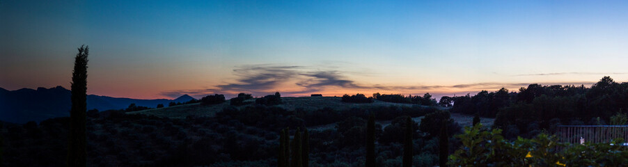 Tuscany landscape at sunset, Pomarance, Italy