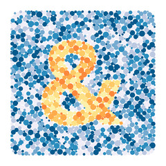 Ampersand sign color distributed circles dots illustration
