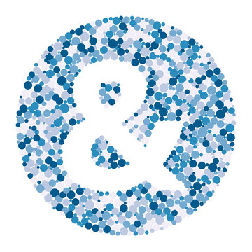 Ampersand sign color distributed circles dots illustration