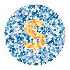 Dollar sign color distributed circles dots illustration