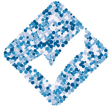 Checkmark sign color distributed circles dots illustration