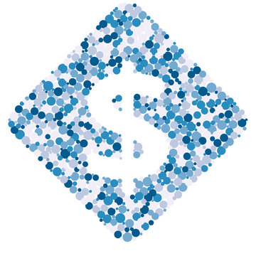 Dollar sign color distributed circles dots illustration