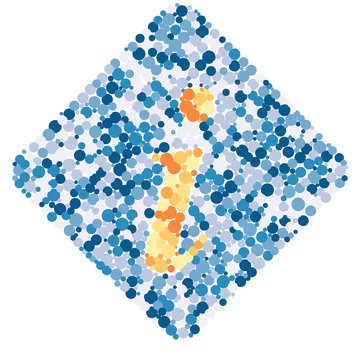 i letter color distributed circles dots illustration