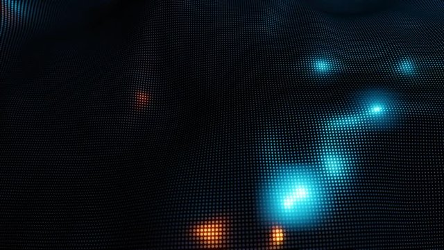 Abstract luminous background of dots. Big data. Futuristic neon background. Seamless loop 3D animation.