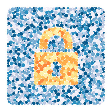 Closed Lock sign color distributed circles dots illustration