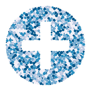 Plus math sign color distributed circles dots illustration
