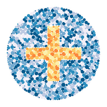 Plus math sign color distributed circles dots illustration