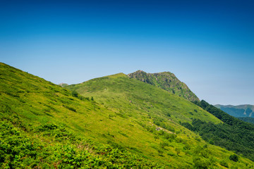 Beautiful mountain view from the path from Beklemeto to Kozya Stena, Troyan Balkan, Bulgaria