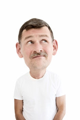 Fototapeta premium handsome man with big head looking up
