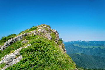 Beautiful mountain view from the path from Beklemeto to Kozya Stena, Troyan Balkan, Bulgaria