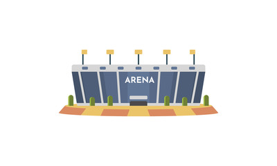 Sport stadium front view vector in cartoon style. City arena exterior illustration.