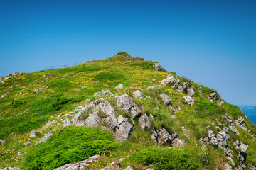 Beautiful mountain view from the path from Beklemeto to Kozya Stena, Troyan Balkan, Bulgaria