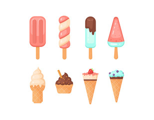 Popsicle ice-cream vector set. Cute ice lollys collection isolated ob white background.