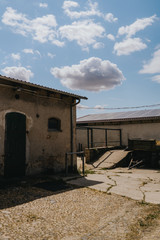 Fototapeta na wymiar solar panels on the roof of an old barn at a farm on the countryside