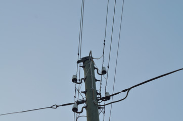 Cables and electric pole