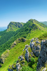Fototapeta premium Beautiful mountain view from the path from Beklemeto to Kozya Stena, Troyan Balkan, Bulgaria