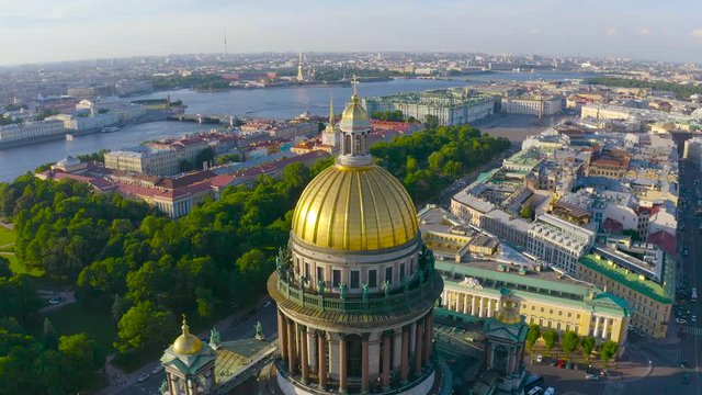 Saint Isaac's Cathedral aerial view overlooking the historic part of the city