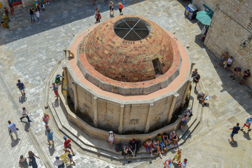 Big Onofrio's fountain in ancient town Dubrovnik, Croatia on June 18, 2019.