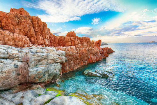 Awesome sunset view of Red Rocks (called "Rocce Rosse") in Arbatax.