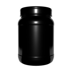 Blank black plastic container on a white background