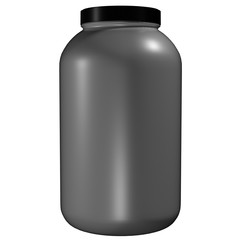 Blank black plastic container on a white background