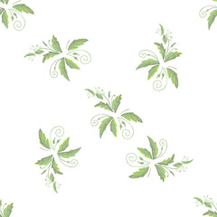 grean leaf pattern  hand drawn illustration with grunge simple texture