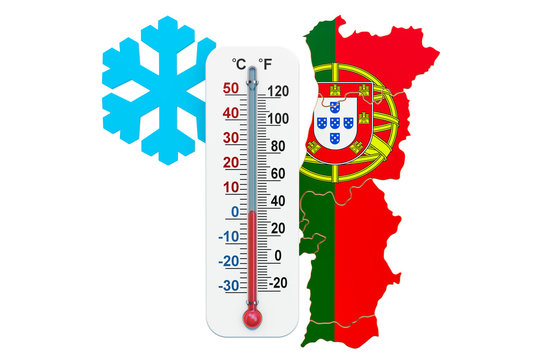 Extreme cold in Portugal concept. 3D rendering