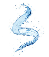 Water spiral splash isolated on white background