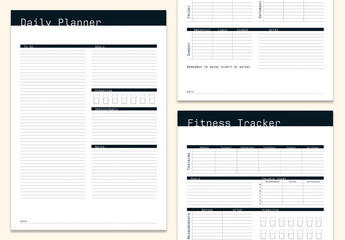 Black and White Weekly Planner Layout