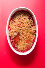 Crunchy strawberries crumble, out of oven cooked at 200 degree for 20 minutes see the other photos of the series