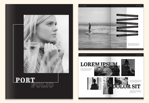 Black and White Portfolio Layout