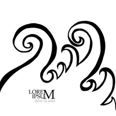 Monochrome background wave line. Vector