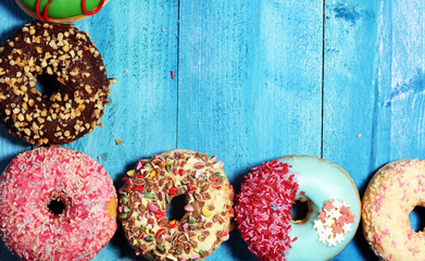 donuts in different glazes with chocolate