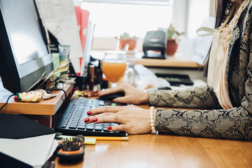 Cropped view of a female office worker