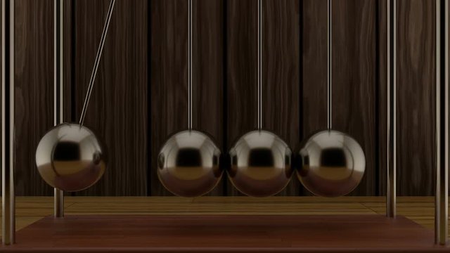 3d animation of black gloss pendulum on the  wooden background. Seamless pattern.