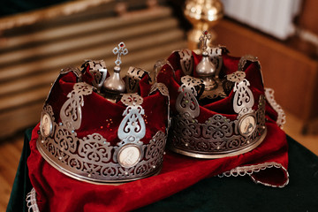Russian Eastern Orthodox Church wedding crowns and rings
