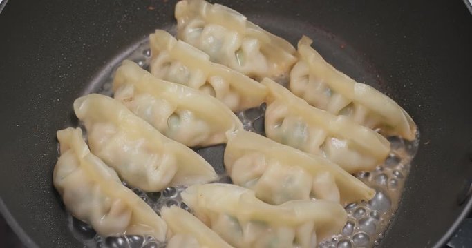 Fry Meat dumpling on pan