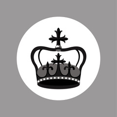 Black and white crown design vector icon