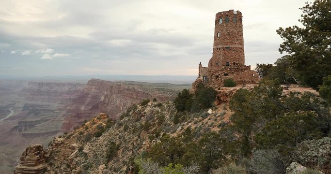 Grand Canyon scenic view from the Desert View Watchtower tourist stop in the South Rim of the Grand Canyon National Park