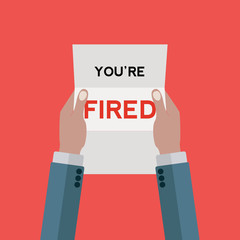 Letter notifying a man that he is fired from his job vector concept