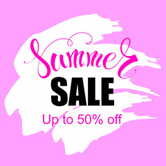 Summer sale banner. Exotic design for banner, flyer, invitation, poster, website or postcard. Vector illustration with abstract stains.