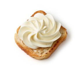 Fototapeta na wymiar toasted bread with cream cheese